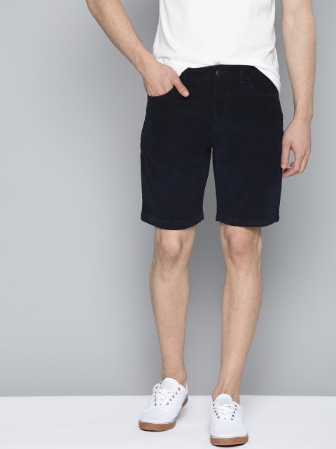 

Mast & Harbour Men Navy Blue Solid Regular Fit Corduroy Shorts