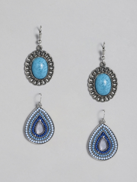 

Anouk Set of 2 Oxidised Silver-Plated Beaded Drop Earrings
