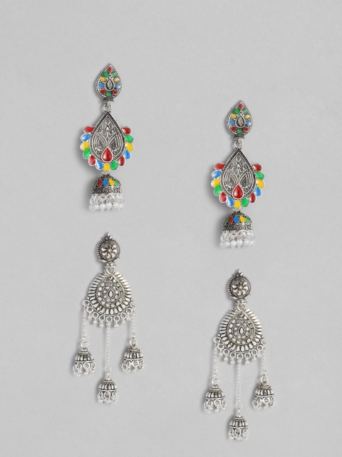 

Anouk Set of 2 Oxidized Silver-Plated Earrings, Multi