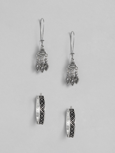 

Anouk Set of 2 Silver-Plated Oxidised Geometric Earrings