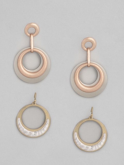 

Anouk Set of 2 Gold-Plated Circular Drop Earrings, Rose gold