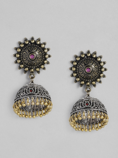 

Anouk Oxidized Silver-Plated Dome Shaped Jhumkas