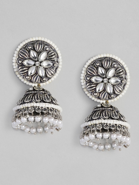

Anouk Oxidized Silver-Plated Dome Shaped Jhumkas