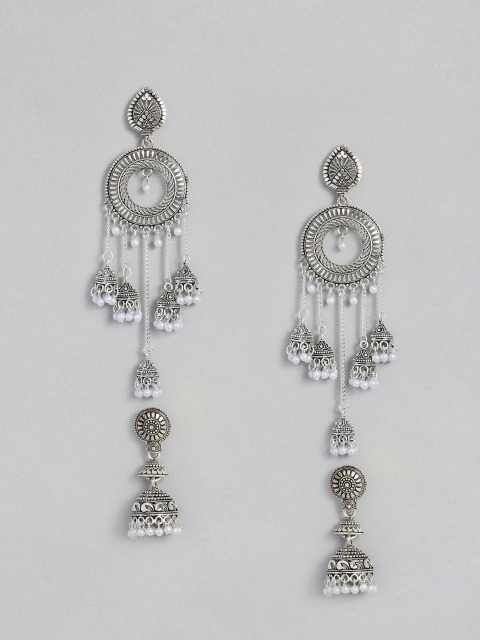 

Anouk Silver-Plated Oxidised Dome Shaped Jhumkas