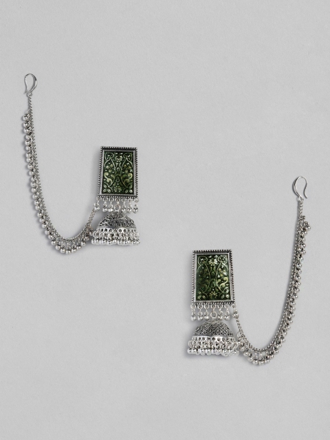 

Anouk Oxidised Silver-Plated Dome Shaped Jhumkas