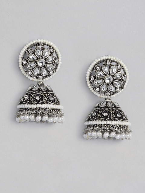 

Anouk Silver-Plated Oxidised Dome Shaped Jhumkas