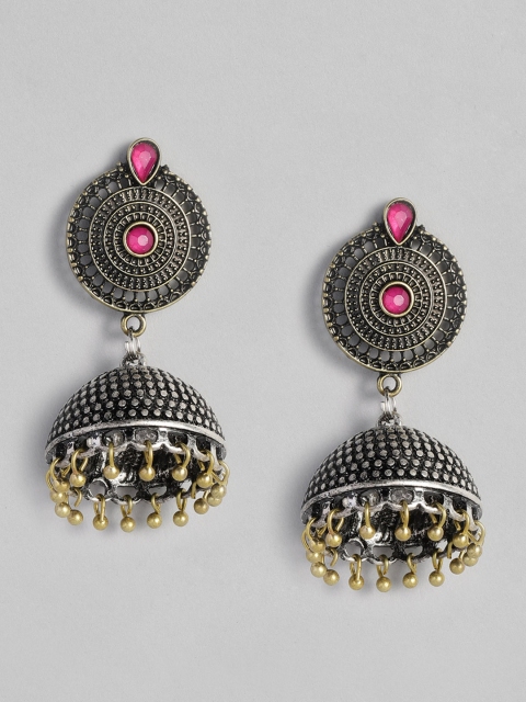 

Anouk Silver-Plated Oxidised Dome Shaped Jhumkas