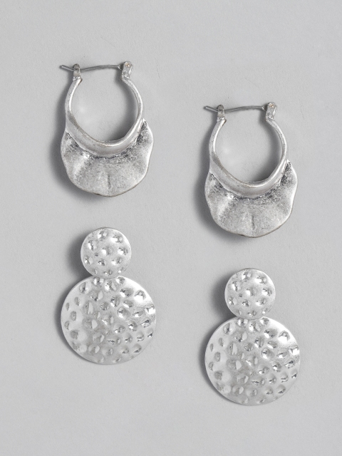 

Anouk Set of 2 Silver-Toned Geometric Drop Earrings