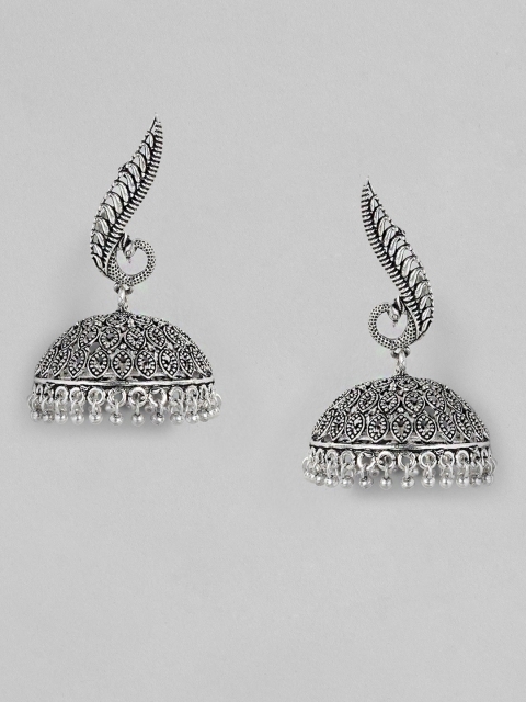 

Anouk Silver-Plated Oxidised Dome Shaped Jhumkas