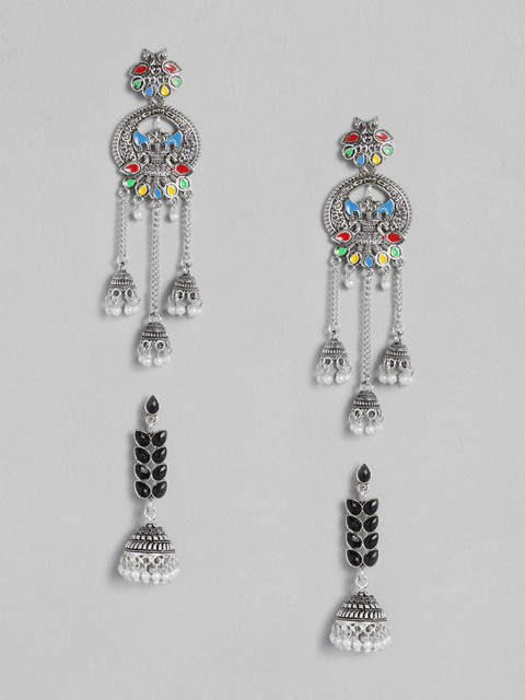 

Anouk Oxidised Set Of 2 Silver-Plated Earrings