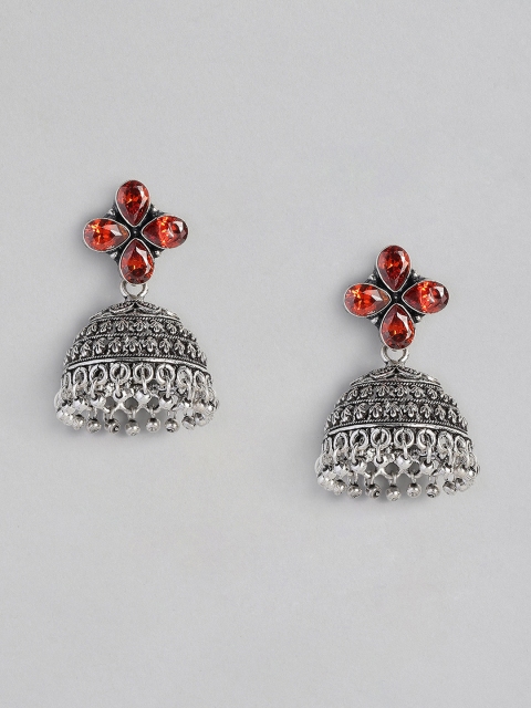 

Anouk Oxidized Silver-Plated Dome Shaped Jhumkas