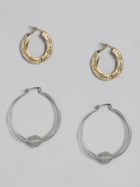 

Anouk Set of 2 Silver-Plated & Gold-Plated Circular Hoop Earrings