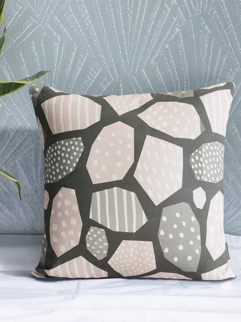 

PETAL HOME Black & Grey Set of Single Abstract Square Cushion Covers