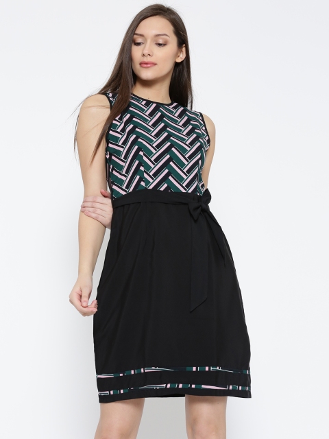 

Tokyo Talkies Black Printed A-Line Dress