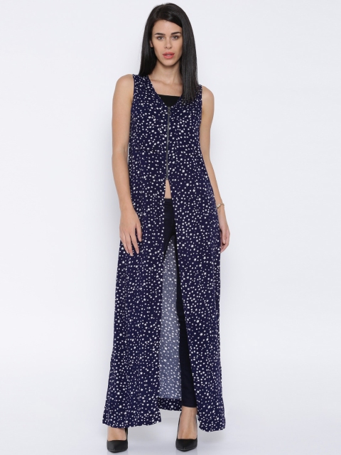 

Tokyo Talkies Navy Printed Sleeveless Maxi Top, Navy blue