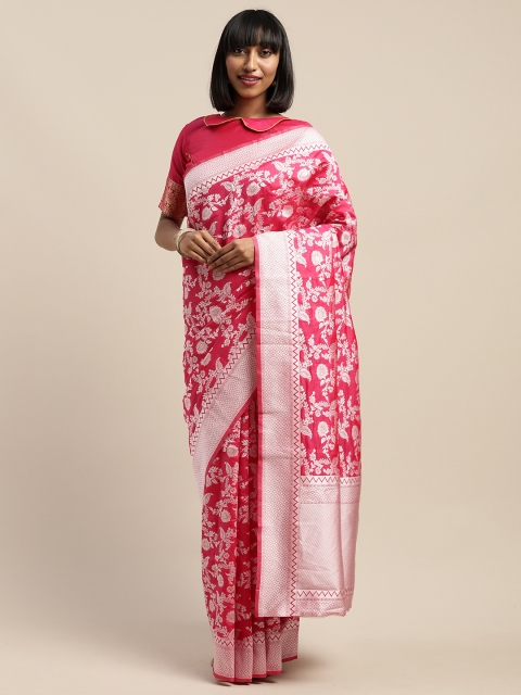 

SHAVYA Pink Woven Design Lucknowi Zari Border Saree