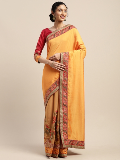 

SHAVYA Mustard Woven Design Pure Georgette Saree