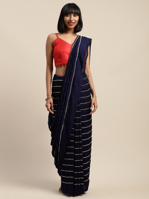 

SHAVYA Navy Blue Embellished Silk Blend Saree