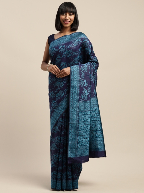 

SHAVYA Navy Blue Woven Design Saree