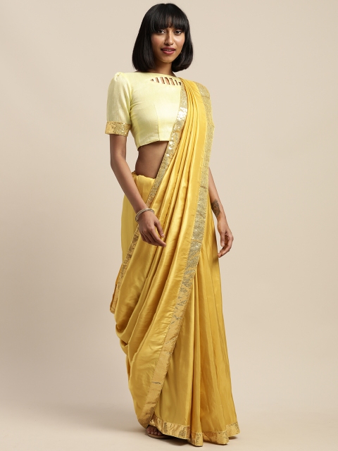 

SHAVYA Mustard Yellow Sequinned Border Saree