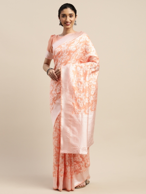 

SHAVYA Peach-Coloured Woven Design Silk Blend Saree