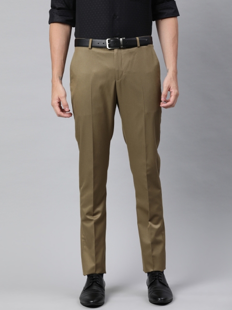 

SUITLTD Men Khaki Slim Fit Solid Formal Trousers