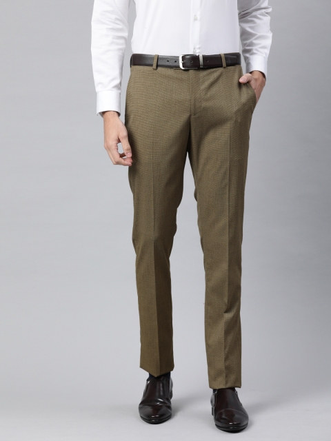 

SUITLTD Men Khaki Brown Slim Fit Solid Formal Trousers