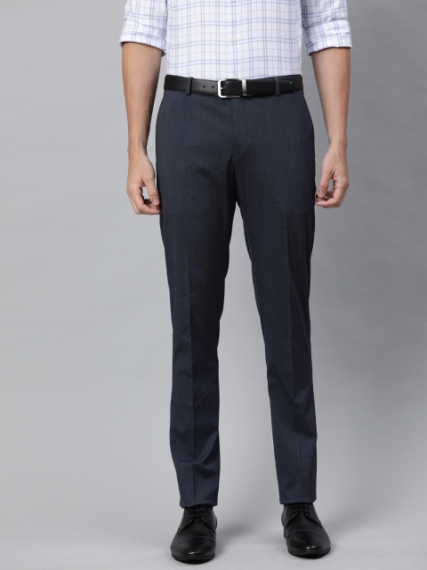 

SUITLTD Men Navy Blue Slim Fit Solid Formal Trousers