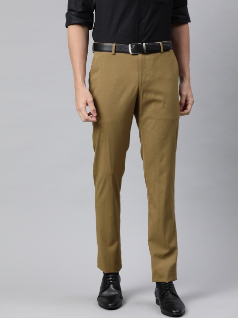 

SUITLTD Men Khaki Brown Slim Fit Solid Formal Trousers