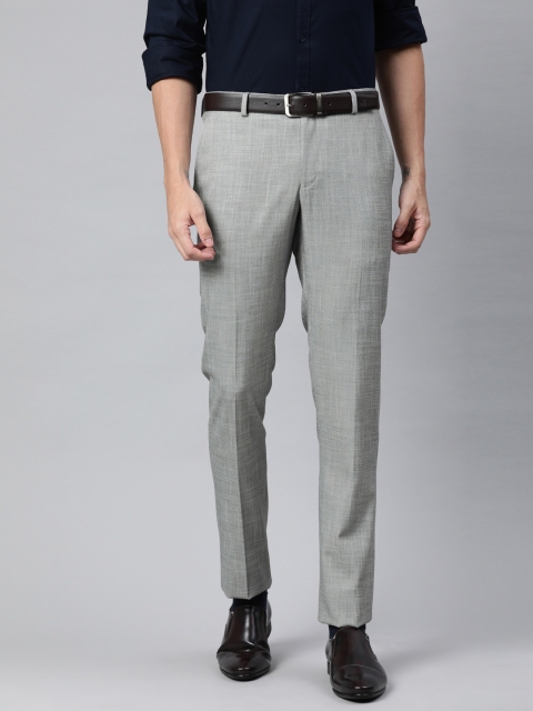 

SUITLTD Men Grey Slim Fit Solid Formal Trousers