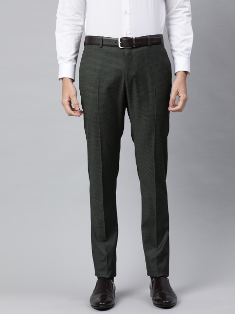 

SUITLTD Men Charcoal Grey Slim Fit Solid Formal Trousers