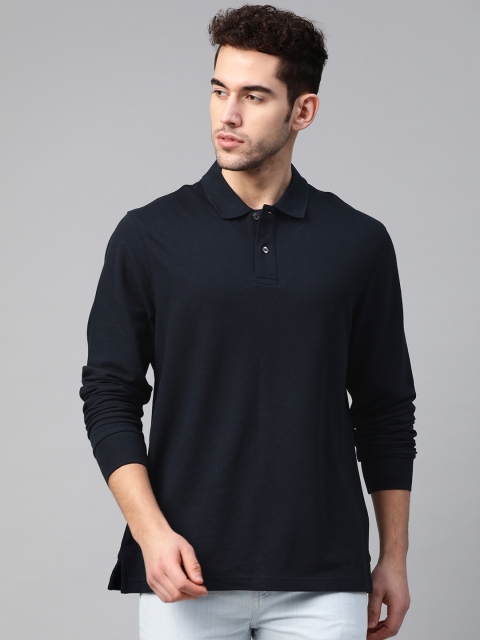 

Marks & Spencer Men Navy Blue Solid Polo Collar T-shirt