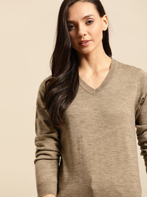 

ether Women Beige Solid Pullover