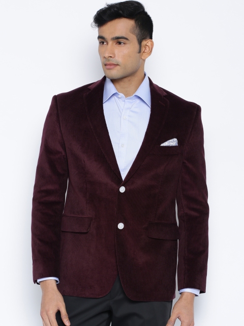 

SUITLTD Maroon Single-Breasted Blazer