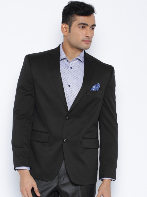 

SUITLTD Men Black Solid Regular Fit Single-Breasted Formal Blazer