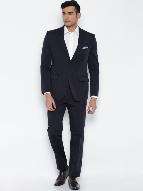 

SUITLTD Men Navy Single-Breasted Slim Fit Formal Suit, Navy blue