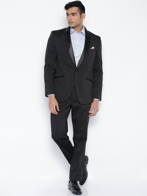 

SUITLTD Men Black Single-Breasted Slim Fit Party Suit, Grey