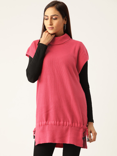 

American Eye Women Pink Solid Acrylic Pullover Sweater