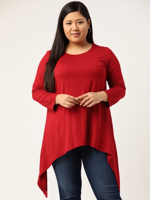 

Revolution Plus Size Women Maroon Solid A-Line Top