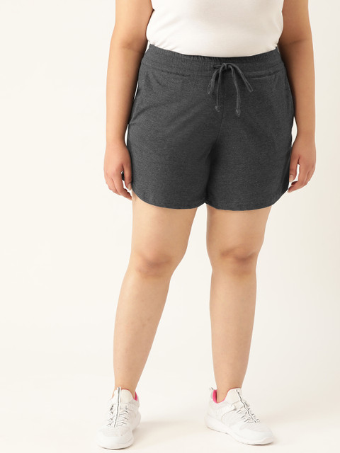 

Revolution Women Plus Size Charcoal Grey Solid Pure Cotton Regular Fit Football Shorts