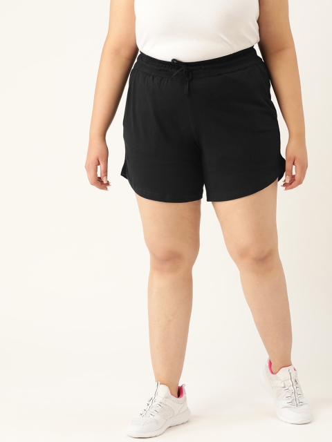 

Revolution Women Plus Size Black Solid Pure Cotton Regular Fit Football Shorts