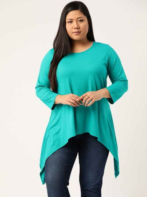 

Revolution Plus Size Women Blue Solid A-Line Top