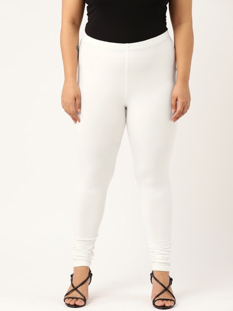 

Revolution Women Plus Size White Solid Churidar Length Leggings