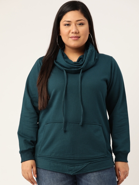 

Revolution Women Teal Blue Plus Size Solid Sweatshirt