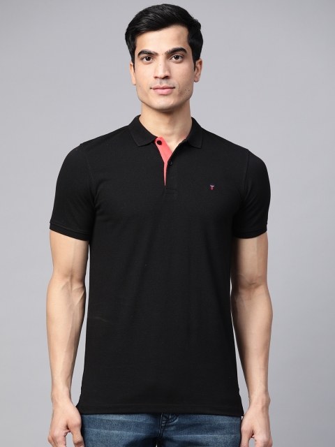 

Louis Philippe Jeans Men Black Solid Polo Collar T-shirt