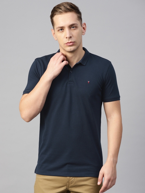 

Louis Philippe Jeans Men Navy Blue Solid Polo Collar T-Shirt