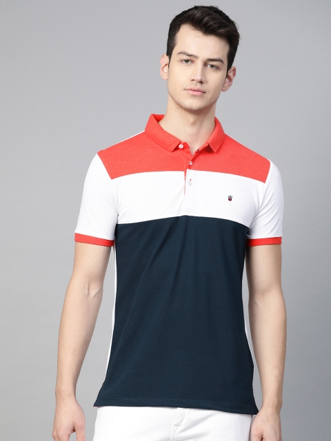 

Louis Philippe Jeans Men Navy Blue & White Colourblocked Polo Collar T-shirt