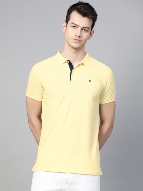 

Louis Philippe Jeans Men Yellow Solid Polo Collar T-shirt