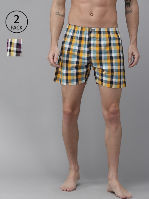 

Roadster Pack of 2 Men's Multicolor Checked Boxers, Multi