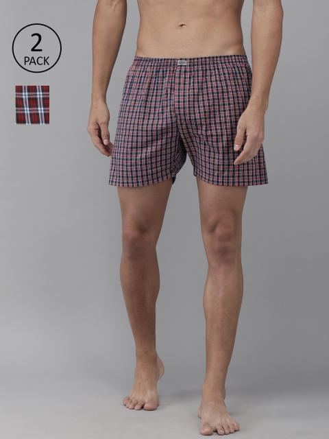 

Roadster Men Pack of 2 Checked Pure Cotton Boxers RD-BOX-2pp-N9, Red
